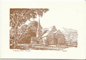 Surrey Postcard - Chaldon St Peter & St Paul Church. Artist R.H.Yates AB1663