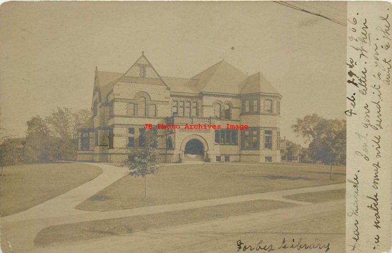 MA, Northampton, Massachusetts, RPPC, Forbes Library, Exterior View, Photo