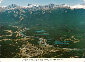 Postcard Canada Alberta - aerial view of Jasper from Jasper Sky Tram