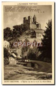 Old Postcard Saint Nectaire L & # 39Eglise View of the Mont Dore road