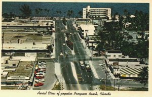 USA Aerial View Pompano Beach Florida Chrome Postcard 08.92