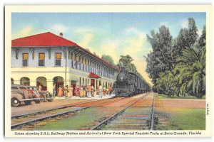 Railway Station New York Special Train BOCA GRANDE, FL Depot c1930s Postcard