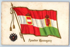 Hungary Postcard Flag of Austro Hungary Coat of Arms c1910 Embossed Antique