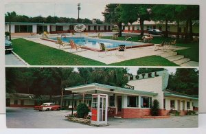 Deland Florida THE BOULEVARD MOTEL 1950s Cars Phone Booth Multi View Postcard E7