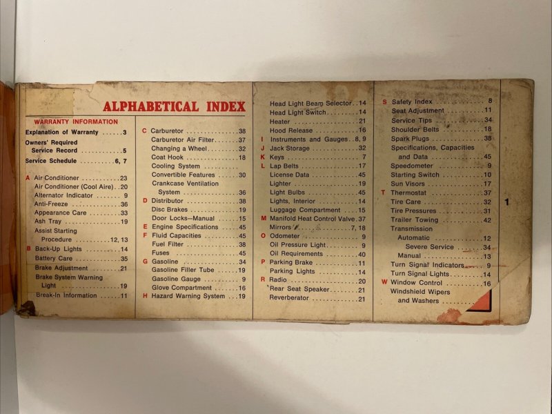 1967 Chrysler Dodge Dart Operating Instructions