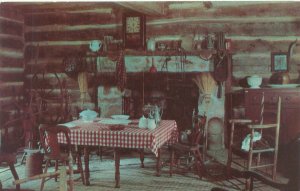 New Salem Illinois Rutledge Tavern Interior, State Park Chrome Postcard Unused