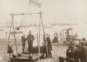 The Beach Strong Man Michael Day Library Liverpool Postcard