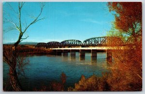 Arizona & California~Parker Bridges Crossing The Colorado River~Vintage Postcard