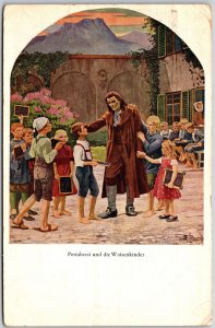 Pestalozzi Und Die Waisenkinder Portrait Of A Man and Children Postcard