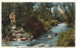 Vintage Postcard 1916 Minnehaha Creek and Hiawatha Statue Minneapolis Minnesota