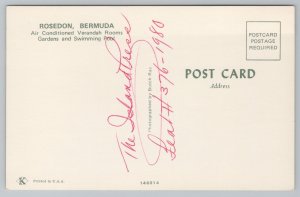 Roadside~Motel~Rosedon Bermuda~Swimming Pool~Vintage Postcard 