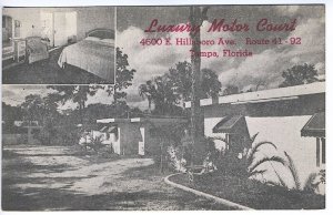 Tampa FL Luxury Motor Court Hillsboro Avenue Rte 41 & 92 Postcard