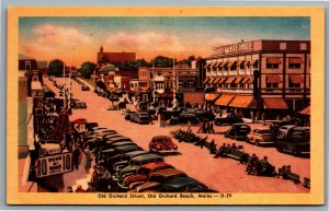 Postcard Old Orchard Beach ME Old Orchard Street Old Cars Hotel White Hall Linen