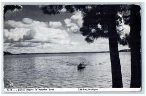 c1940 Scenic Beauty Vacation Land Boat River Lake Cadillac Michigan MI Postcard