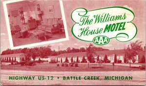 Postcard The Williams House Motel in Battle Creek, Michigan~134102