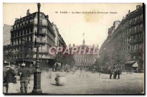 Old Postcard Paris's Gare du Nord and the Boulevard Denain