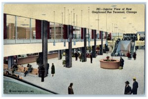 1956 Interior View of New Greyhound Bus Terminal Chicago Illinois IL Postcard