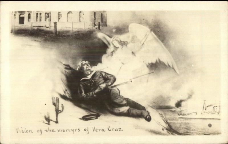 Vera Cruz Veracruz Mexico US Soldier Martyr & Angel MaCabre Fantasy 1914 RPPC