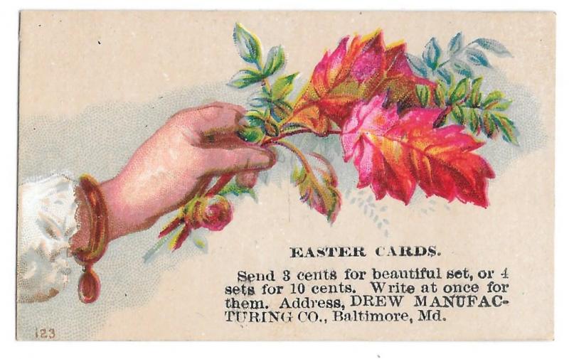 Victorian Trade Card Easter Cards Drew Manufacturing Baltimore MD SMALL Advert