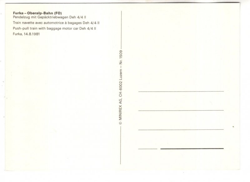 Push Pull Train with Baggage Car, Furka Pass, Switzerland 1981