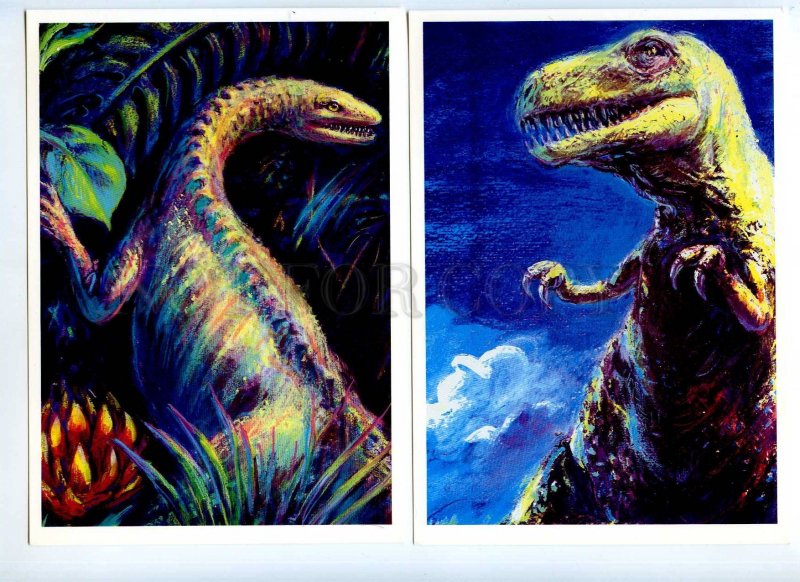 293891 SWEDEN 1992 y DINOSAURS set of 3 postcards in original COVERS w/ stamps