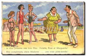 Old Postcard Fantasy Humor I present you my three daughters Violet Rose and M...