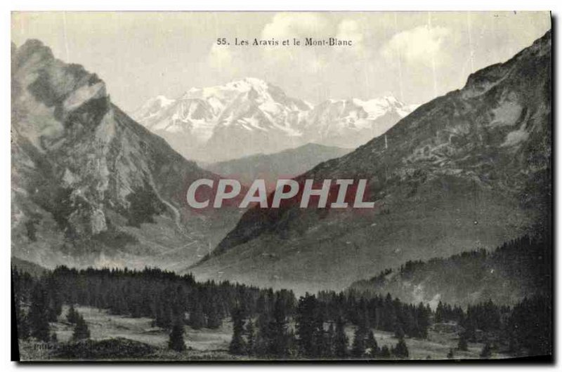 Old Postcard Les Aravis and Mont Blanc