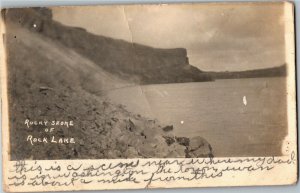 RPPC Rocky Shore of Rock Lake ID c1914 Vintage Postcard C47