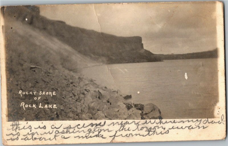 RPPC Rocky Shore of Rock Lake ID c1914 Vintage Postcard C47 