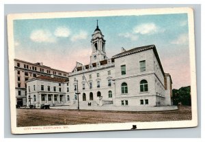 Vintage 1910's Colorized Photo Postcard City Hall Building Portland Maine