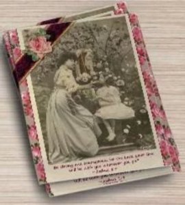 Postcard Set of 6, Bible Verse, Joshua 1:9 French Lady and Daughter in Garden