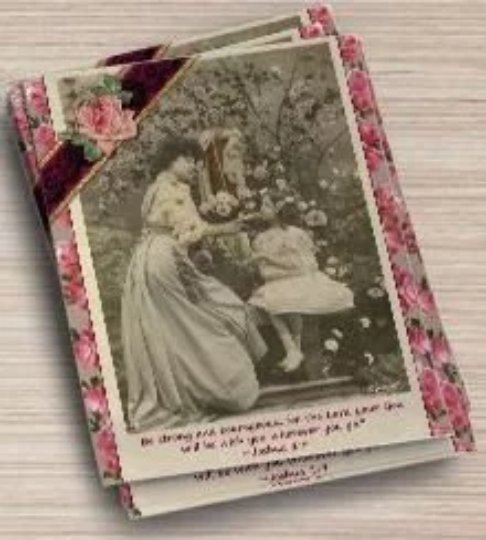 Postcard Set of 6, Bible Verse, Joshua 1:9 French Lady and Daughter in Garden