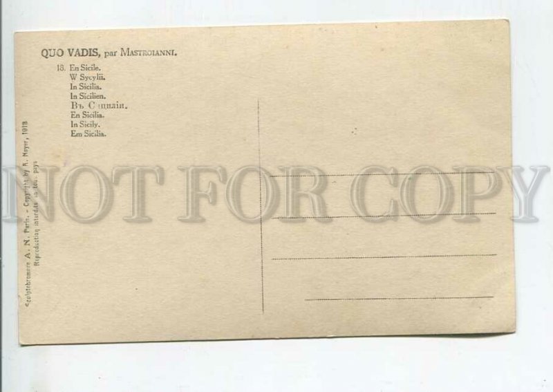 444144 MASTROIANNI In Sicily QUO VADIS #18 Vintage postcard Noyer 1913 year
