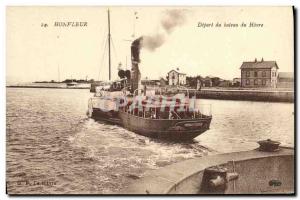 Postcard Old Honfleur Departure of Boat Harbor