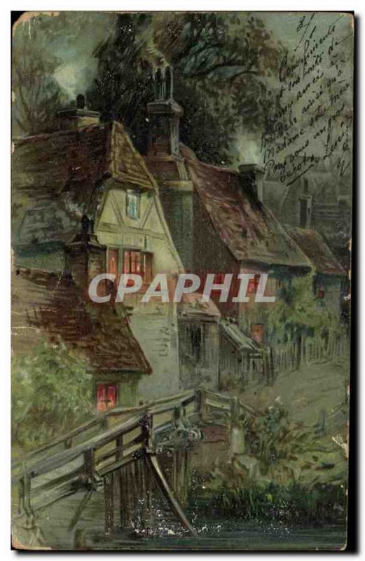 Old Postcard Fantasy Village house