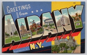 Large Letter Greetings From Albany NY Postcard G28