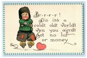 Dutch Kids Boy No Love Money Cute Miranda South Dakota 1913 Antique Postcard 