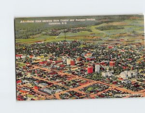 Postcard Aerial View showing State Capitol Business Section Columbia SC USA