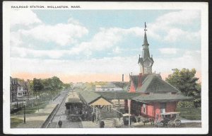 Railroad Station Wollaston Massachusetts Unused c1910s