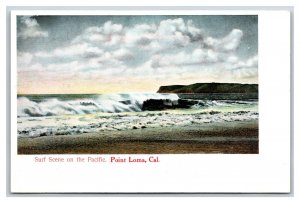 Surf Scene On Beach Point Loma California CA UNP DB Postcard D19