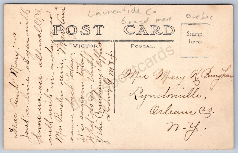 K35/ Grand Mere Quebec Canada RPPC Postcard c1910 Laurentide Company 89