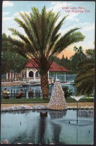 California LOS ANGELES West Lake Park with Gazebo - DB Newman Post Card Co