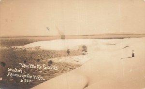 ALAMOGORDO NEW MEXICO~THE WHITE SANDS-1910s REAL PHOTO POSTCARD LOST HORSES MSG