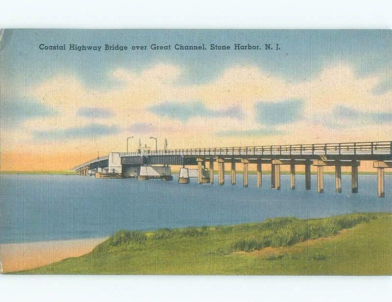 Linen BRIDGE SCENE Stone Harbor - Near Wildwood & Cape May New Jersey NJ d4823