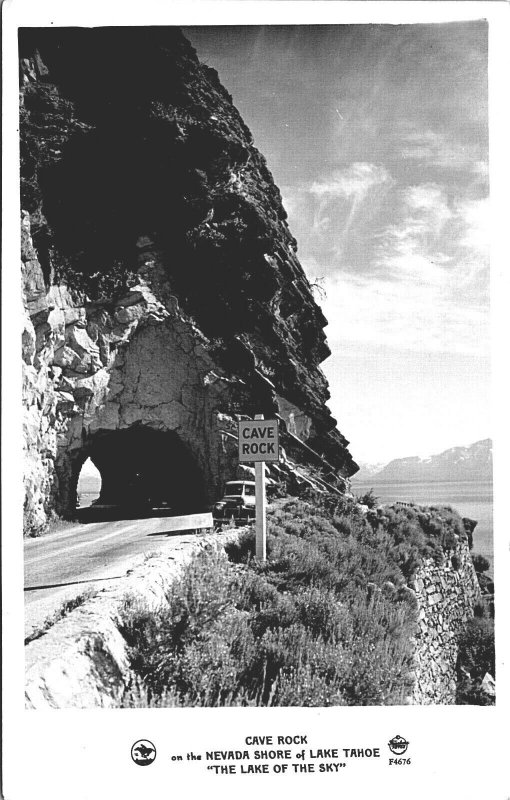 CAVE ROCK - RPPC Nevada Shore of Lake Tahoe - Vintage Car MrSTUFF B2/77