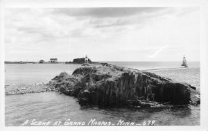Breakwater Lighthouse Grand Marais Minnesota RPPC Real Photo postcard