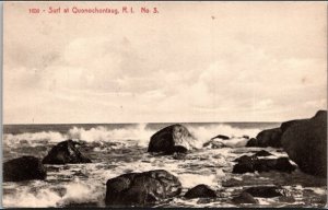 Vintage Postcard Surf at Quonochontaug, Rhode Island KC3