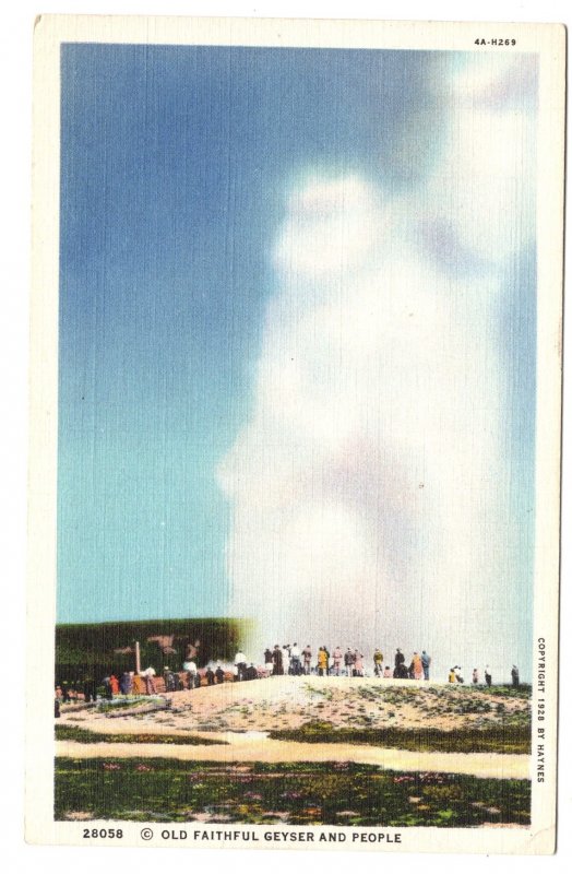 Old Faithful Geyser and People, Yellowstone National Park