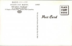 Postcard Deser-est Motel in Ely, Nevada~2315