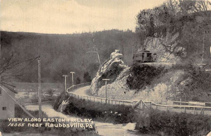 Raubbsville Pennsylvania Easton Trolley Birds Eye View Vintage Postcard AA100138
